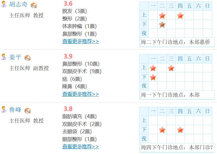 廣州南方醫(yī)院整形美容科醫(yī)生坐診表