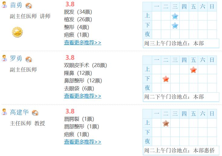 廣州南方醫(yī)院整形美容科醫(yī)生坐診表